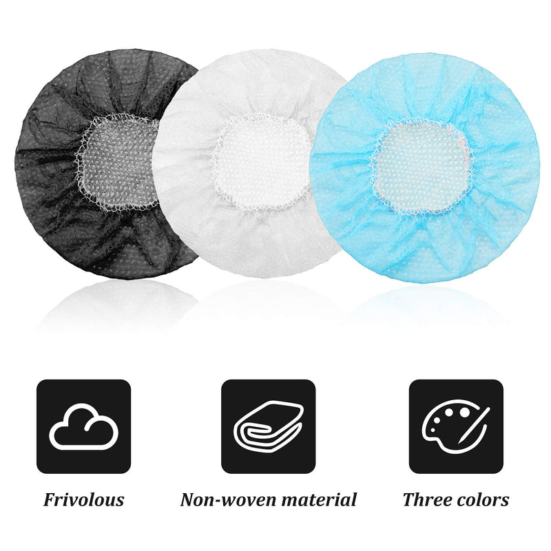  [AUSTRALIA] - 300 Pieces Disposable Headphone Covers Non Woven Sanitary Headphone Ear Covers Black Fabric Headset Covers Ear Pad Covers for Headphones, 11 Cm/ 4.3 Inch (White, Blue, Black, S-6.5 cm)