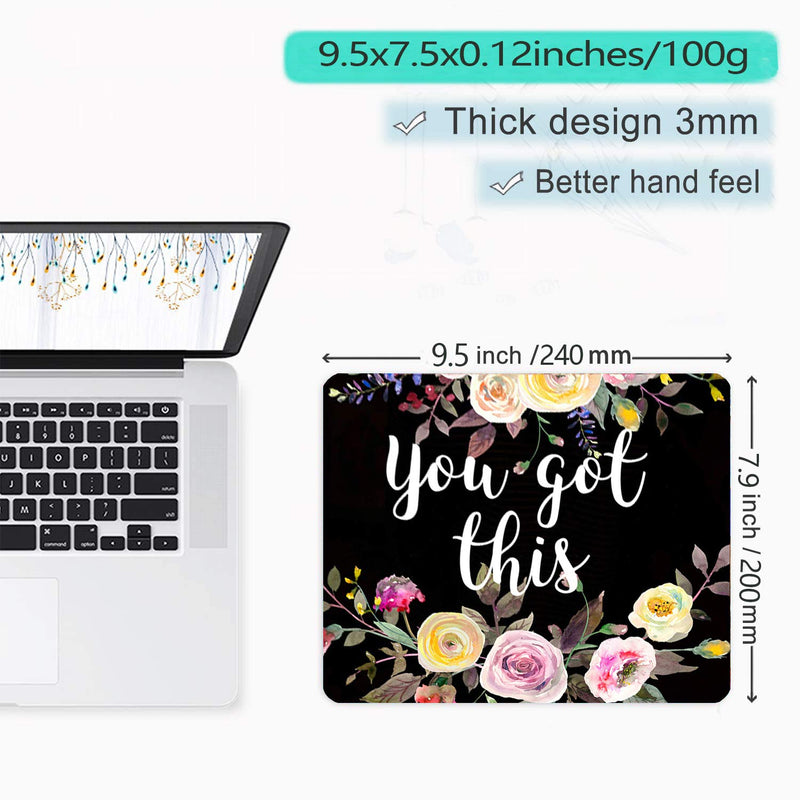  [AUSTRALIA] - You Got This Inspirational Quote Floral Mouse Pad Desk Accessories Womens Mousepad Office Gifts Inspirational Quote Floral-A