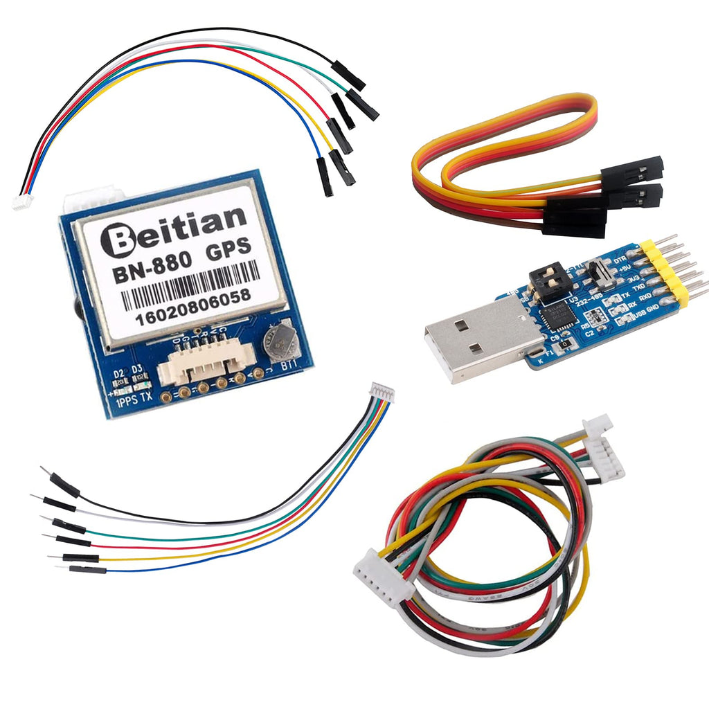  [AUSTRALIA] - Geekstory BN-880 GPS Module U8 with Flash HMC5883L Compass + CP2102 6 in 1 USB-UART Serial Adapter Module with 4P Dupont Cable Jumper Wire, Female to Female for Windows, Linux, Arduino