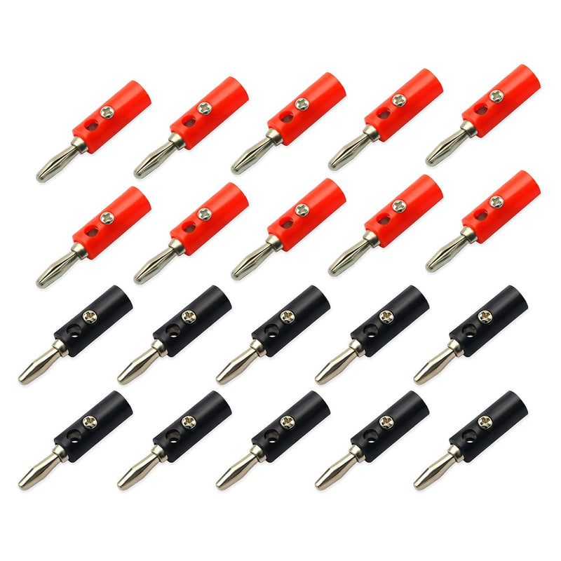  [AUSTRALIA] - CenryKay Banana Plugs Speaker 4mm Audio Speaker Wire Cable Connector Cable Plugs (10Red + 10 Black)