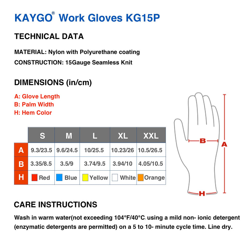  [AUSTRALIA] - Work Gloves PU Coated-12 Pairs,KAYGO KG15P,Nylon Lite Polyurethane Safety Work Gloves, Gray Polyurethane Coated, Knit Wrist Cuff,Ideal for Light Duty Work (Medium, Blue) Medium (Pack of 12)