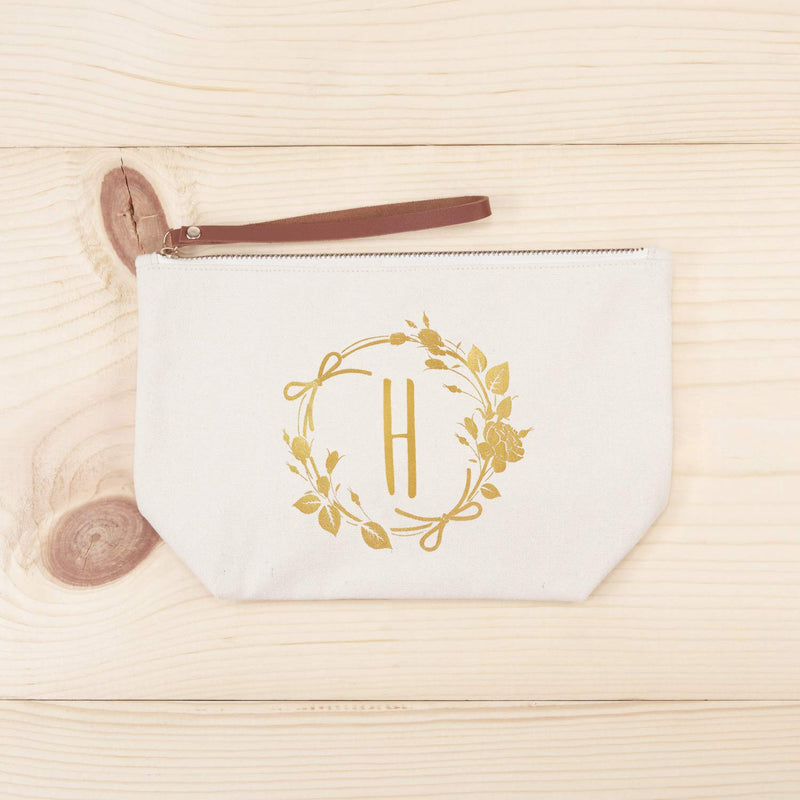 ElegantPark Personalized Gifts for Women Travel Monogram Makeup Bag Monogram H Initial Makeup Bag Cosmetic Bag Pouch for Wedding Gifts Birthday Gifts Teacher Gifts Canvas - LeoForward Australia