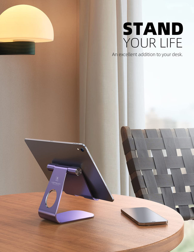  [AUSTRALIA] - Tablet Stand Adjustable, Lamicall Tablet Stand : Desktop Stand Holder Dock Compatible with Tablet Such as iPad Pro 9.7, 10.5, 12.9 Air Mini 4 3 2, Kindle, Nexus, Tab, E-Reader (4-13") - Purple