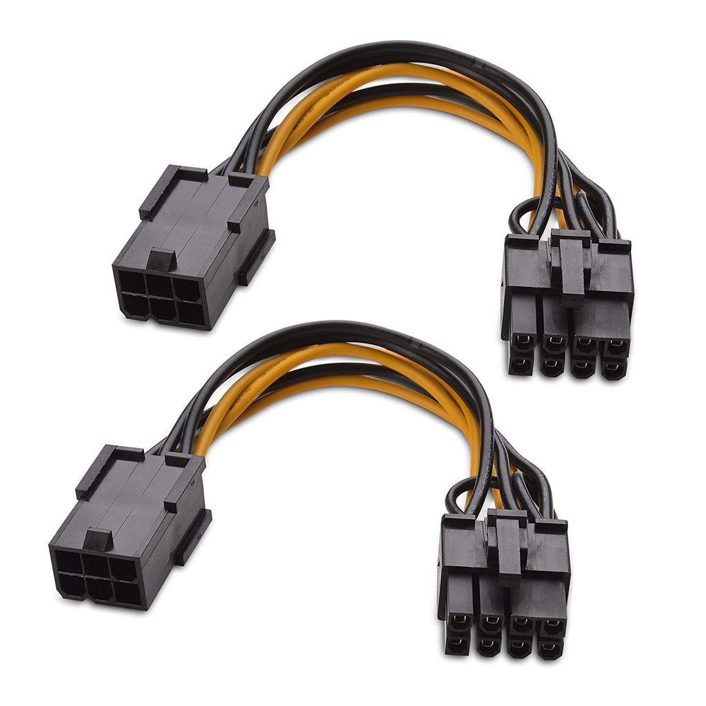  [AUSTRALIA] - 2 Pack 6 Pin Male to 8 Pin Male PCIe Express Power Adapter Cables for Graphics Video Card 6Pin to 8Pin PCI-E Power Cable 20CM