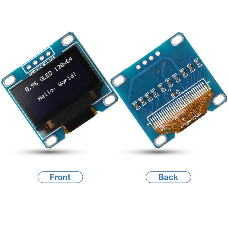  [AUSTRALIA] - 5 Pieces 0.96 Inch OLED Module 12864 128x64 Driver IIC I2C Serial Self-Luminous Display Board Compatible with Arduino Raspberry PI (White) White