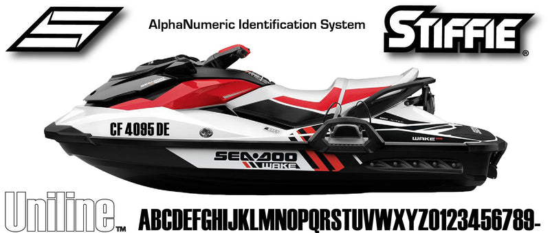  [AUSTRALIA] - Stiffie Uniline White 3" ID Kit Alpha-Numeric Registration Identification Numbers Stickers Decals for Boats & Personal Watercraft