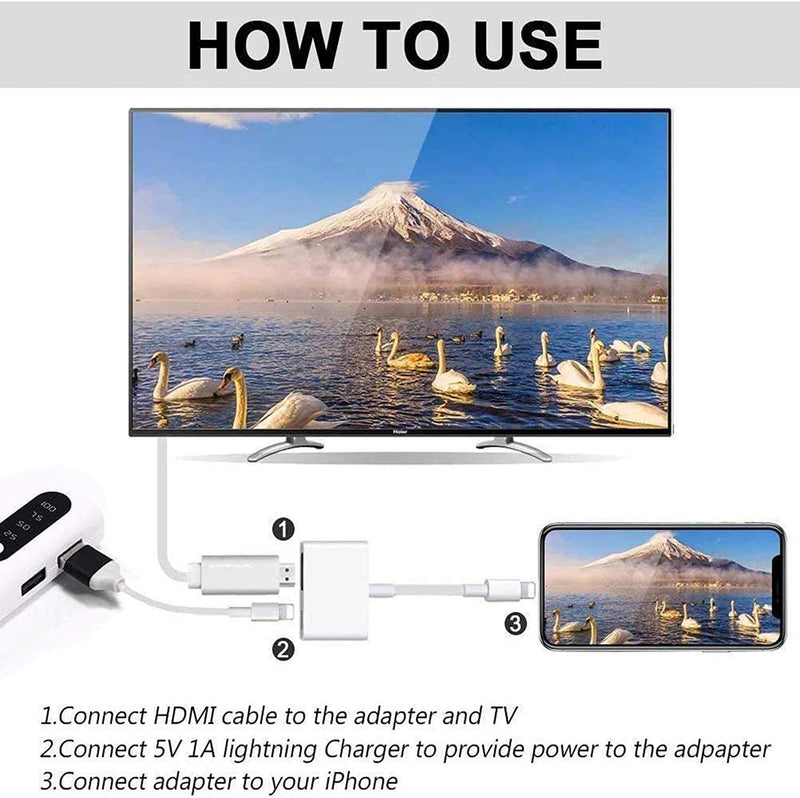  [AUSTRALIA] - Belcompany HDMI Adapter for iPhone 11 1080P Lighting to HDMI Digital AV Adapter Sync Screen Connector with Charging Port Compatible with iPhone 11 X XS 8 7 6 iPad iPod on HD TV Monitor Projector