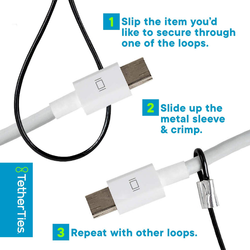  [AUSTRALIA] - TetherTies Multi-Adapter Kit | Cable Tethers for Multiple Adapters and Dongles | Stop Theft of Conference Display Adapters, Mac Adapters, VGA Adapters | Free Crimping Tool | White 5 Pack 5-Pack