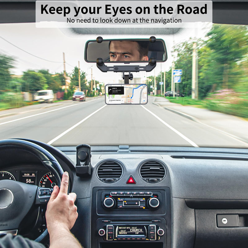  [AUSTRALIA] - VRIG MG-15 Magnetic Rear View Mirror Phone Holder for car [Big Rear Mirrors Friendly],MagSafe Hands Free 360 Rotating Strong Magnet Cell Phone Mount Fit for iPhone 14/13/12 Series or MagSafe Case