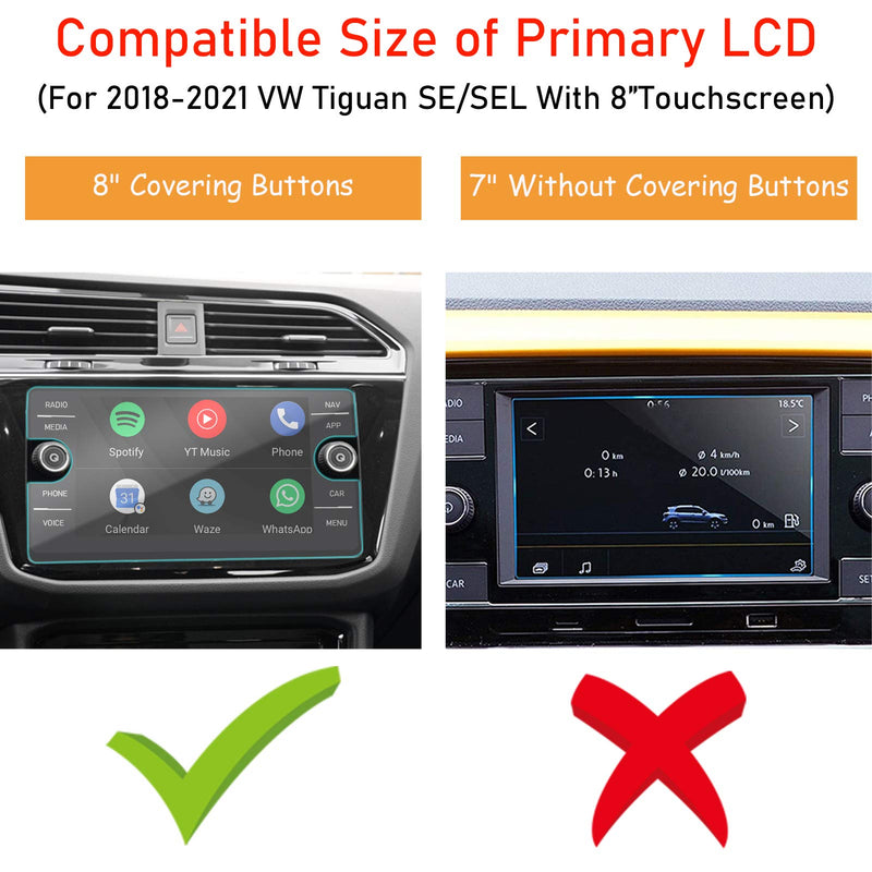 TTCR-II Screen Protector for Volkswagen Tiguan SE SEL 2018/2019/2020/2021 Navigation Display, Tempered Glass Screen Protector Foil With 8-Inch, Console Touchscreen Protective Film 8'' Tiguan 2018/2019/2020/2021 - LeoForward Australia