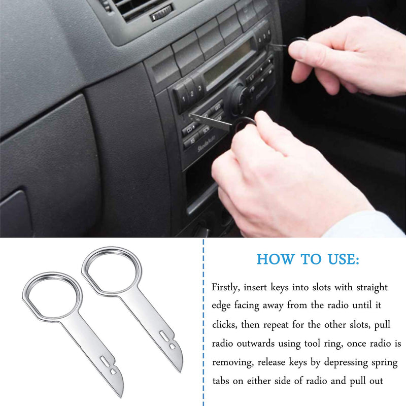  [AUSTRALIA] - 8 Pieces Radio Removal Tool Key Tool with Easy Grip Handles Compatible with Ford, Volkswagen, Mercedes and Audi