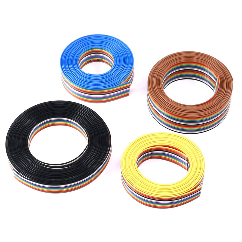  [AUSTRALIA] - Glarks 10ft / 3m 10/14/16/20 Wire Rainbow Color Flat Ribbon IDC Wire Cable Kit for 2.54mm Connectors