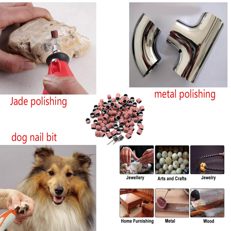  [AUSTRALIA] - Dia 1/2" Sand Drum with 2 Mandrel fit Pet Dog Nail Grinder Rotary Tools Accessories Jewelry Watch Light Polish,Grit 80,100 Pics