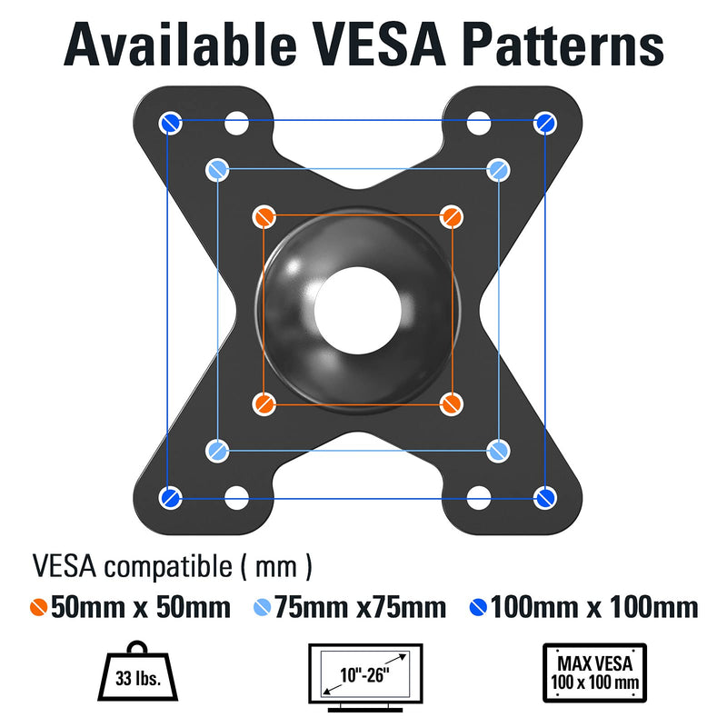  [AUSTRALIA] - Mounting Dream TV Mount for Most 10-26 inch TVs and Monitors, Monitor Wall Mount with Swivel Tilt Rotation, TV Bracket up to VESA 100x100mm and 33LBS. MD2468