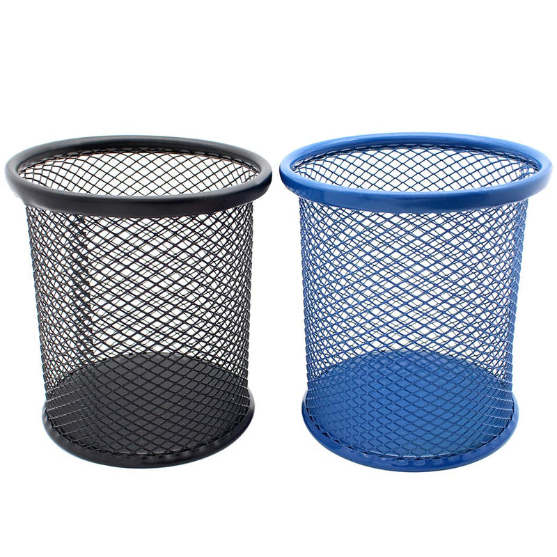  [AUSTRALIA] - Gullor Desktop Pencil Holder, Office Supplies Desk Organizer Makeup Brush Holder, Set of 2, Black and Blue