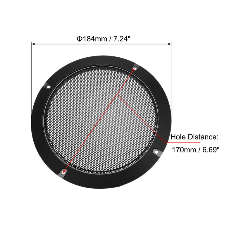  [AUSTRALIA] - uxcell Speaker Grill Cover 6.5 Inch 184mm Mesh Decorative Circle Subwoofer Guard Protector Black 2pcs