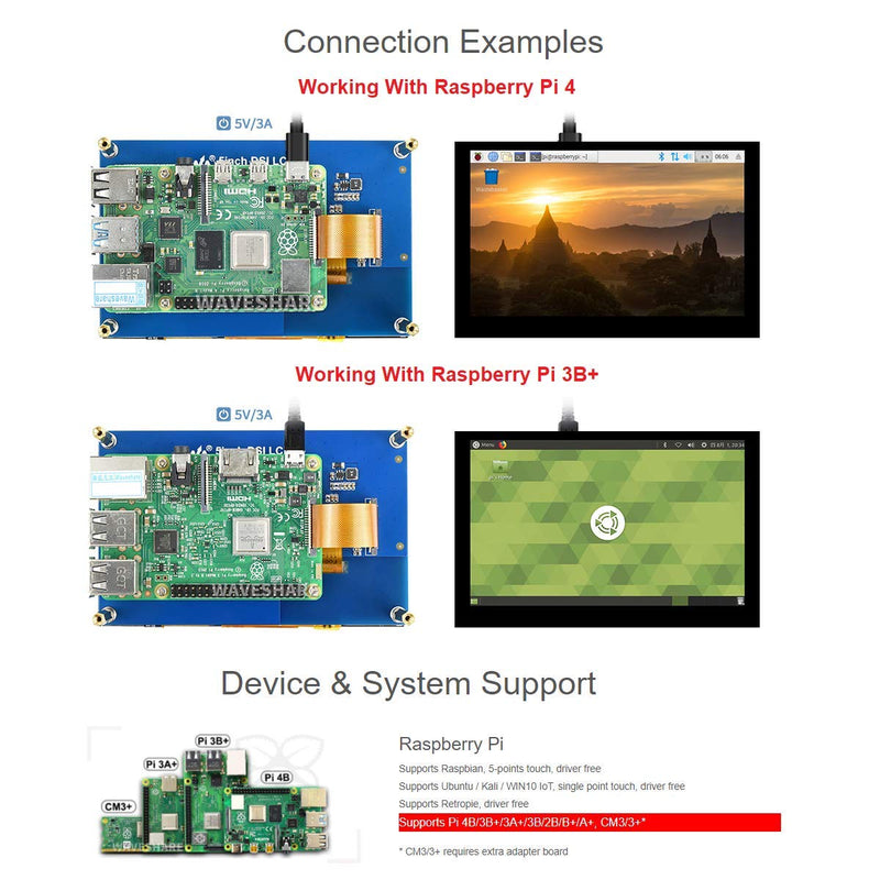  [AUSTRALIA] - Compatible with Raspberry Pi Touchscreen 5inch DSI LCD Touch Screen 800×480 Resolution TFT LCD Display Monitor for Raspberry Pi Model 4B/3B+/3A+/3B/2B/B+/A+,CM3/3+