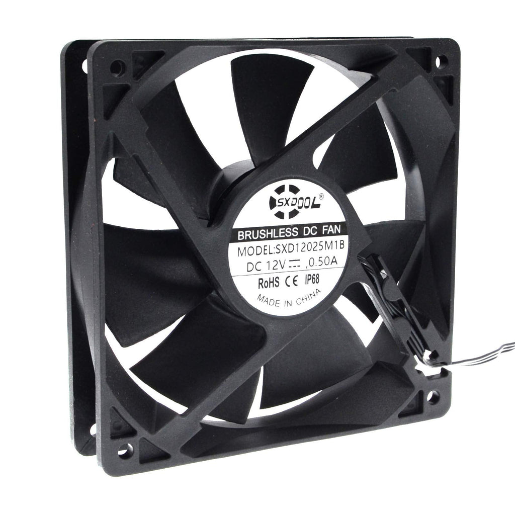  [AUSTRALIA] - SXDOOL 120MM 12V Waterproof PC Cooling Fan,120X120X25MM Dual Ball Bearing High Speed Air Flow