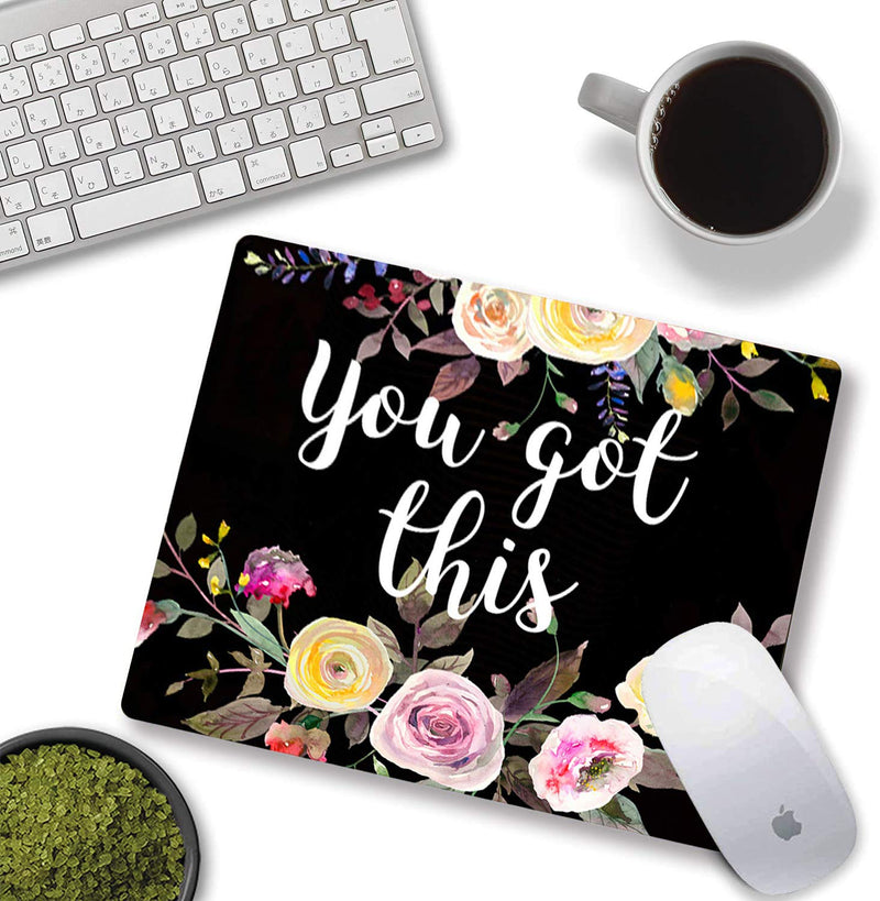  [AUSTRALIA] - You Got This Inspirational Quote Floral Mouse Pad Desk Accessories Womens Mousepad Office Gifts Inspirational Quote Floral-A