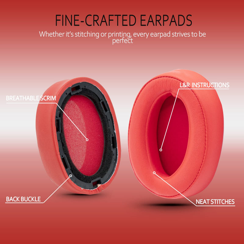 [AUSTRALIA] - Krone Kalpasmos Ear Pads for Sony WH-H900N, Compatible with Sony MDR-100ABN Headphones Over Ear Cushion, Soft Memory Foam Protein Leather Replacement Earpad Sony Headset Repair Part (Red) Red