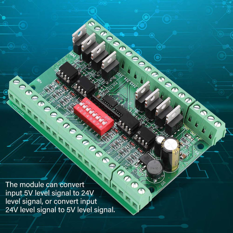  [AUSTRALIA] - 8-Channel Voltage Level Translator Voltage Level Converter Card NPN/PNP to NPN 5V/24V SquareWave Signal Converter Module Level Converter 10MHZ Optocoupler