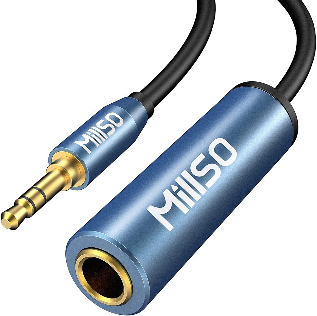  [AUSTRALIA] - MillSO 1/4 to 3.5mm Headphone Adapter, 6.6 Feet TRS 6.35mm Female to 3.5mm Male 1/8 to 1/4 Stereo Audio Adapter for Guitar Amplifiers, Piano, Home Theater Devices, Phone, Laptop, Headphones - 6.6 Ft 6.6 FT / 2 M Blue