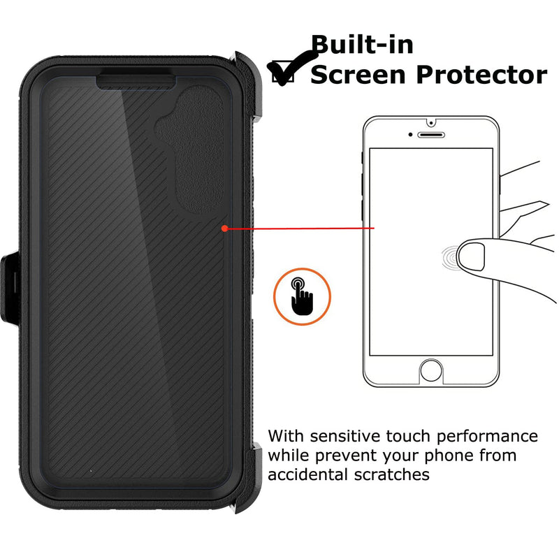  [AUSTRALIA] - Takfox Galaxy A54 5G Case, for Samsung A54 5G Belt Clip Holster Phone Case with [Built-in Screen Protector] Kickstand Protective Rugged Heavy Duty Shockproof Dustproof Durable Cover-Black/Black Black/Black