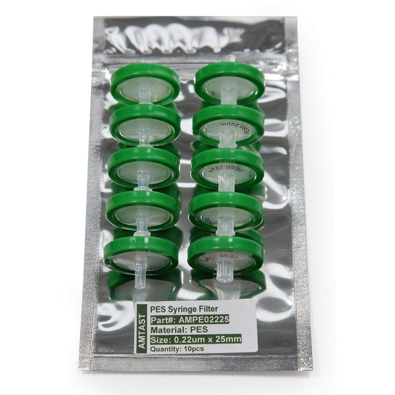 AMTAST Syringe Filters PES Multi-Layer Prefilter 25MM Diameter 0.22um Pore Size Non Sterile(Pack of 10) - LeoForward Australia