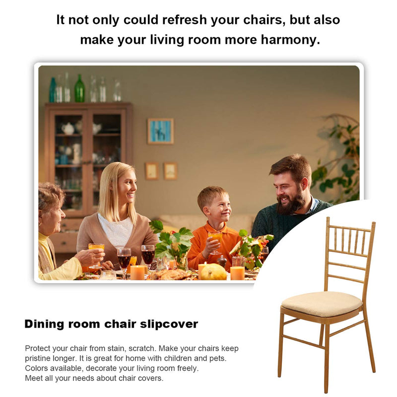  [AUSTRALIA] - Padgene Stretch Printed Dining Chair Seat Covers, Removable Washable Anti-Dust Dinning Upholstered Chair Seat Cushion Slipcovers Protective Covers with Ties (1 Pc, Jacquard Beige) 1 Pc