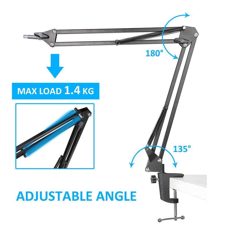 Mic Boom Arm Stand - Professional Adjustable Scissor Microphone Boom Arm Compatible with Elgato Wave:1 Microphone by YOUSHARES Mic Stand - LeoForward Australia