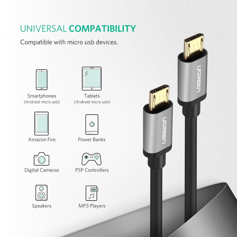 UGREEN Micro USB Splitter Cable USB 2.0 to Dual Micro USB Y Charge Cable for Data Sync and Power Two Android Phones Tablets Bluetooth Devices PS4 Game Controller Samsung Galaxy LG Nexus etc 3ft - LeoForward Australia