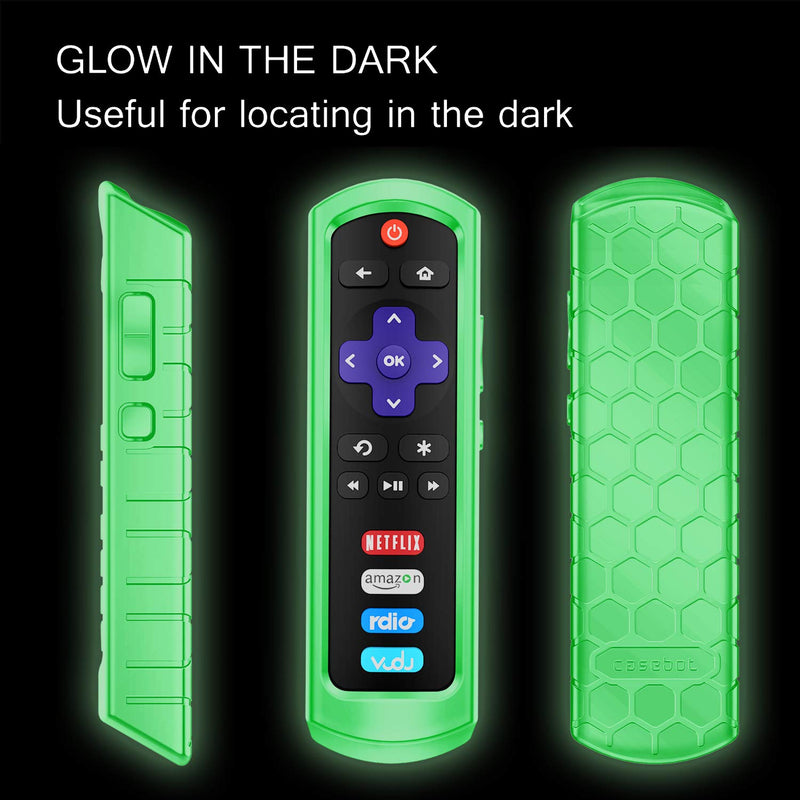 Fintie Protective Case for Roku Steaming Stick 3600R, TCL Roku TV RC280 Remote - CaseBot (Honey Comb Series) Light Weight (Anti Slip) Shock Proof Silicone Remote Controller Cover, Green Glow Steaming Stick (3600R) / TCL RC280 Z-Green Glow - LeoForward Australia