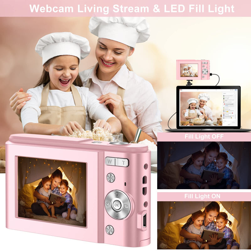  [AUSTRALIA] - Digital Baby Camera for Kids Teens Boys Girls Adults,1080P 48MP Kids Camera with 32GB SD Card,2.4 Inch Kids Digital Camera with 16X Digital Zoom, Compact Mini Camera Kid Camera for Kids/Student（Pink） Pink