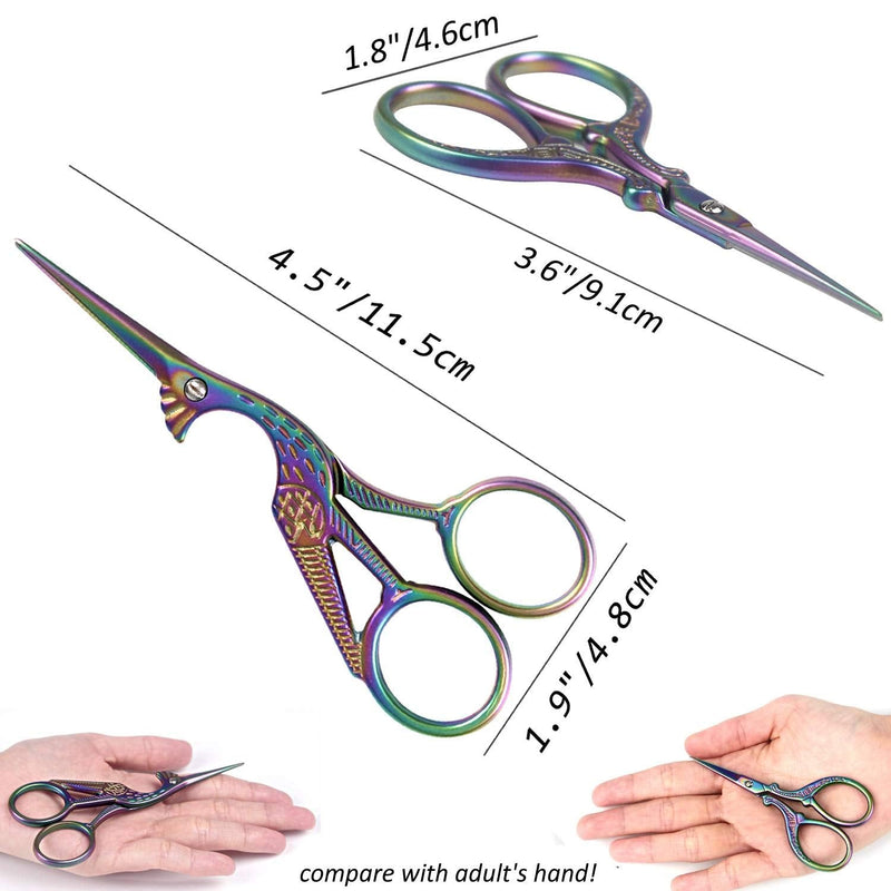  [AUSTRALIA] - BIHRTC Scissors 4.5 Inch Bird Scissors Sewing Scissors and 3.6 Inch Embroidery Scissors Stainless Steel Sharp Scissors Shears for Sewing Needlework Art work Craft Office DIY Tools Small Shears 3.6''+4.5'' colorful