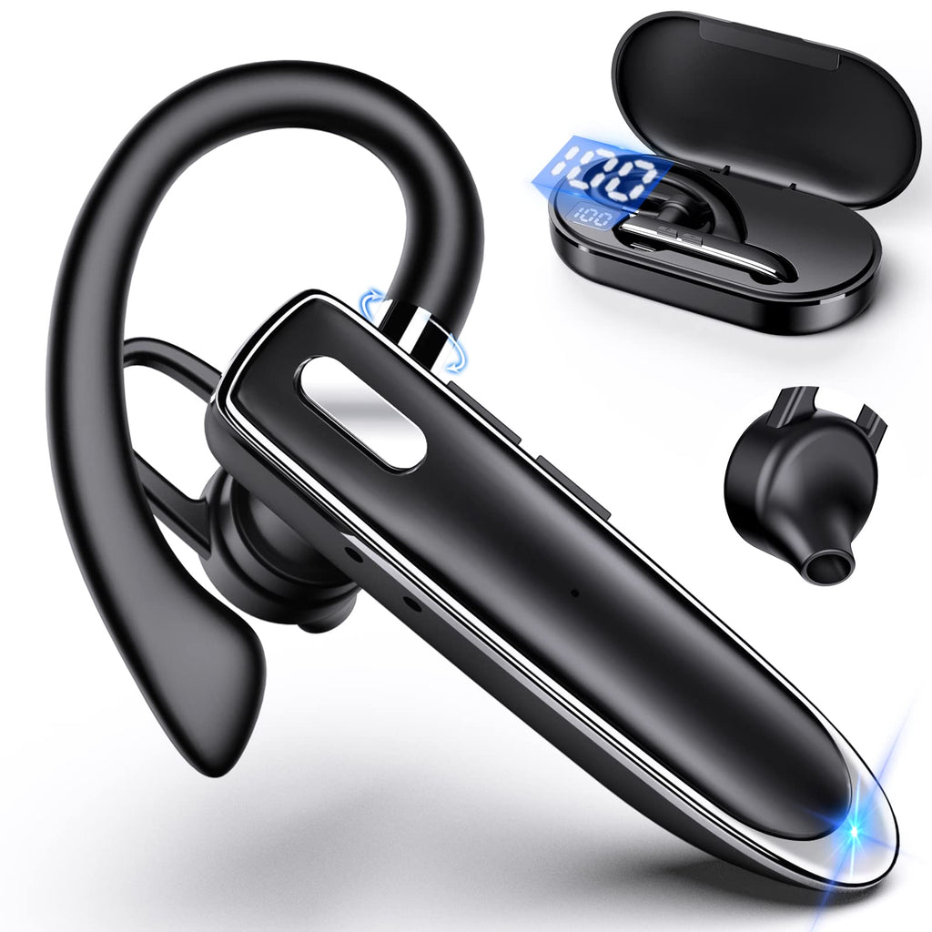  [AUSTRALIA] - Bluetooth Headset for Cell Phones Bluetooth V5.2 Earpiece with Charging Case Hands-Free Single Ear Headset with CVC8.0 Noise Canceling Mic for Office/Driving Compatible with iPhone/Android/Laptop with Chargring Case