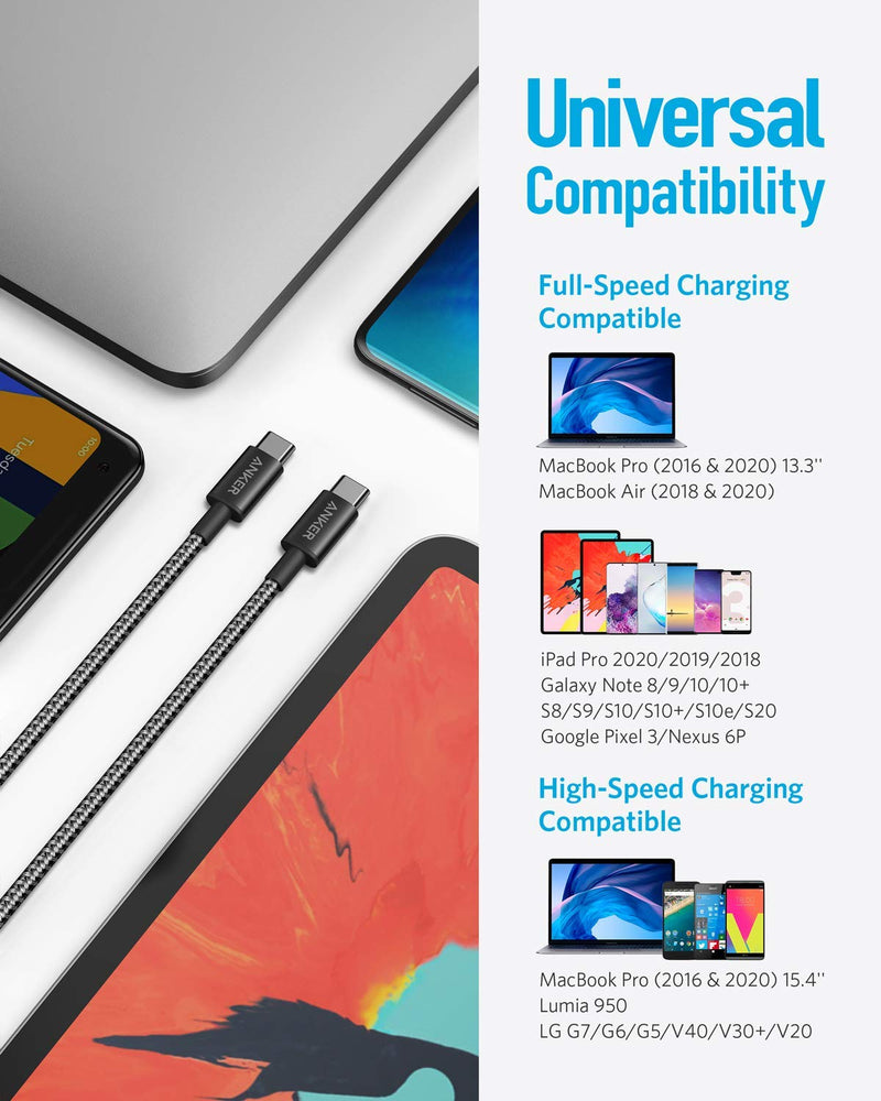  [AUSTRALIA] - Anker 2 Pack New Nylon USB C to USB C Cable (6ft 60W) and Anker Nano II 45W Fast Charger Adapter