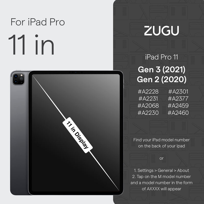  [AUSTRALIA] - ZUGU Case for 2021/2020 iPad Pro 11 inch Gen 2/3 - Slim Protective Case - Wireless Apple Pencil Charging - Convenient Magnetic Stand & Sleep/ Wake Cover - Stealth Black