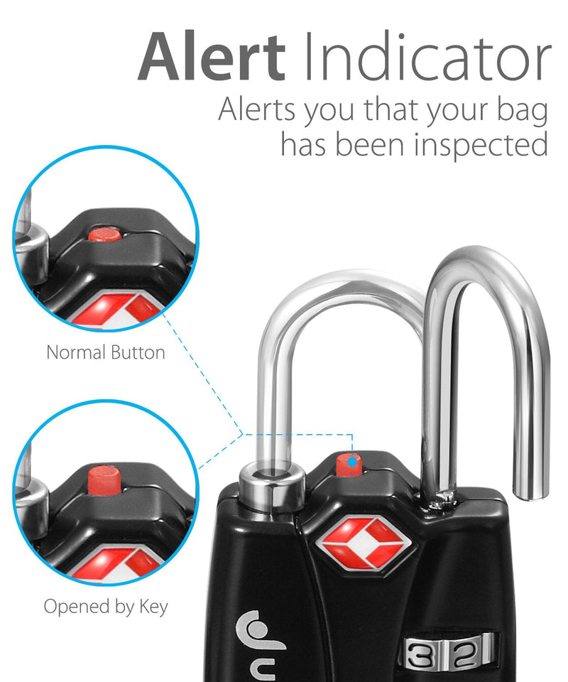  [AUSTRALIA] - TSA Approved Luggage Locks, Fosmon (3 Pack) Open Alert Indicator 3 Digit Combination Padlock Codes with Alloy Body for Travel Bag, Suit Case, Lockers, Gym, Bike Locks or Other