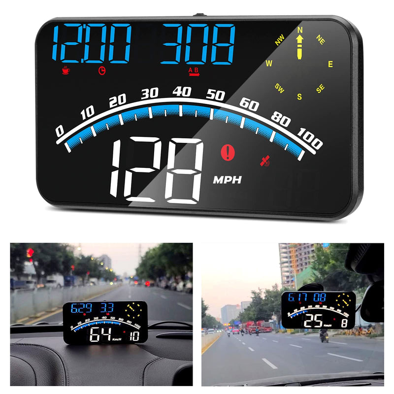  [AUSTRALIA] - Number-one Digital GPS Speedometer Universal Heads Up Display for Car HUD with KMH & MPH, OverSpeed Alarm, Fatigue Driving Warning, Navigation Compass, 5.5" LCD Screen, USB Plug & Play,for All Vehicle