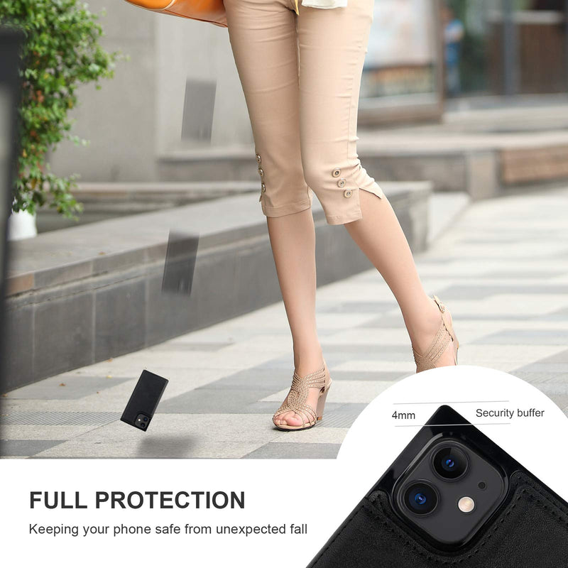  [AUSTRALIA] - Bocasal Crossbody Wallet Case for iPhone 12 Mini Credit Card Holder PU Leather Kickstand Shockproof Detachable Cross Body Strap Lanyard Magnetic Closure 5.4 inch(Black) Black For iPhone 12 Mini 5.4 inch display