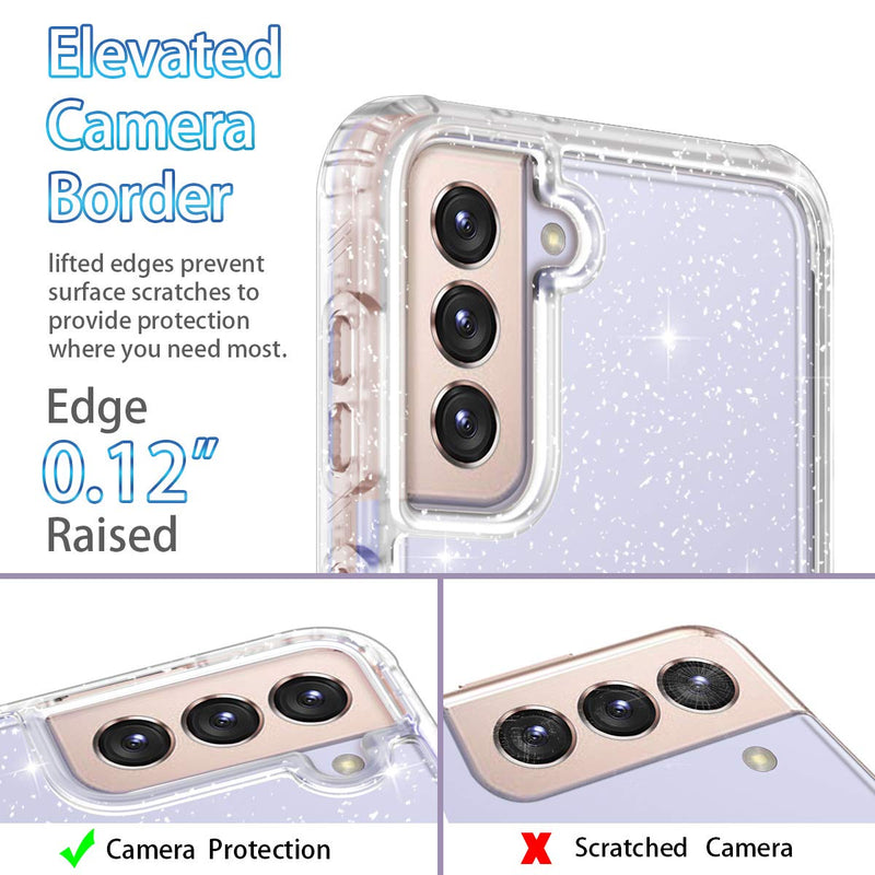 Hekodonk for Galaxy S21 5G Case,Hybrid Liquid Clear Crystal Design Glitter TPU Bumper Protective Silicone Shockproof Flexible Anti-Scratch Cover for Samsung Galaxy S21 5G Bling Crystal Bling Clear - LeoForward Australia