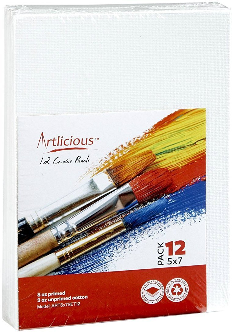 Artlicious Canvas Panels 12 Pack - 5 inch x 7 inch Super Value Pack- Artist Canvas Boards for Painting - LeoForward Australia