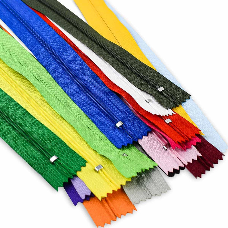  [AUSTRALIA] - 20 Pcs Nylon Coil Zippers Sewing Zippers for Tailor Sewing in 20 Assorted Colors Colorful Crafts Bulk Zipper Supplies Mixed Color Invisible Zippers for Bags Garment Craft DIY Accessories (12 Inches)