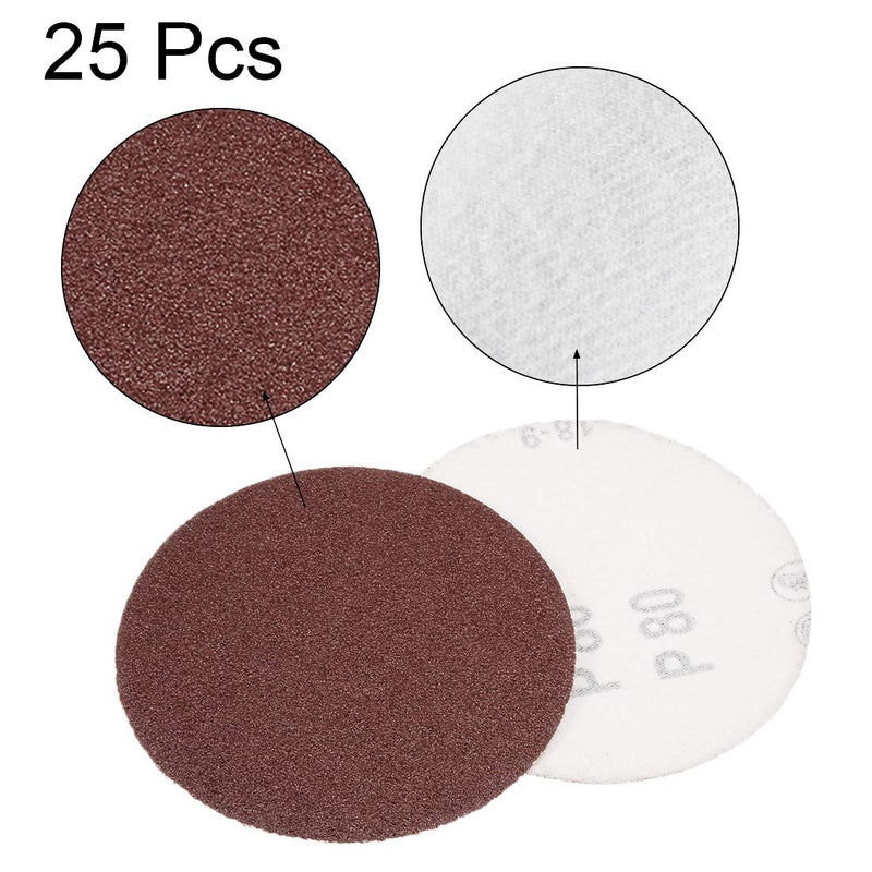  [AUSTRALIA] - uxcell 4-Inch Sanding Disc 80 Grits Aluminum Oxide Flocking Back Sandpapers for Sanders 25 Pcs