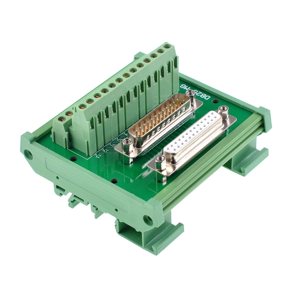  [AUSTRALIA] - Oiyagai DB25 D-Sub Male & Female Header Breakout Board Terminal Block Connector with high quality PCB carrier, screw terminal and DIN rail mounting interface module