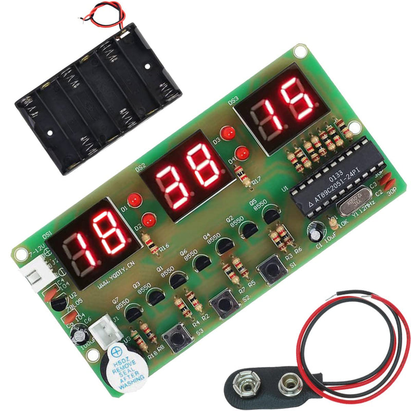  [AUSTRALIA] - DAOKAI Digital Clock DIY Electronics Kit 6Bits LED Digital Tube Display Circuit Board Soldering Practice Kit Electronics for DIY Soldering Student STEM Project, with 9V Battery Clip