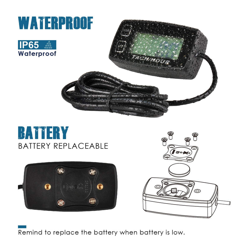  [AUSTRALIA] - Runleader speedometer with self-sufficient operating hours counter, maintenance reminder, alarm speed, backlit display, battery replaceable for ZTR lawn mower tractor generator outboard