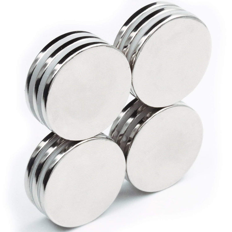  [AUSTRALIA] - LOVIMAG Super Strong Neodymium Disc Magnets, Powerful Rare Earth Magnets with Double-Sided Adhesive for Fridge, DIY, Building, Scientific, Craft, and Office Magnets - 1.26 inch x 1/8 inch, Pack of 12 E-32x3-Silver-12p