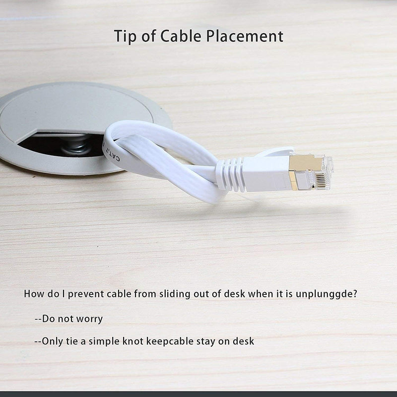  [AUSTRALIA] - Cat7 Ethernet Cable 25ft Flat High Speed Shielded (STP) Solid Computer Network Cord with Snagless Rj45 Connectors Slim Durable Internet LAN Wire for Modem,Router.Faster Than Cat5e/Cat5/cat6(White) … 25ft / White