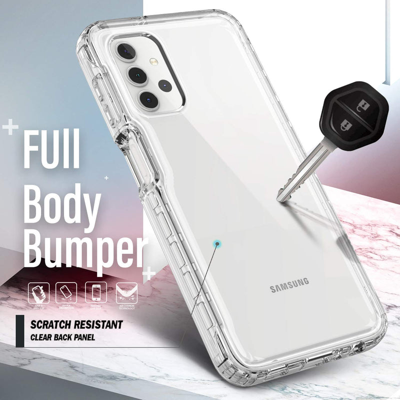 NZND Case for Samsung Galaxy A32 5G with [Built-in Screen Protector], Full-Body Protective Shockproof Rugged Bumper Cover, Impact Resist Durable Phone Case (Clear) Clear - LeoForward Australia